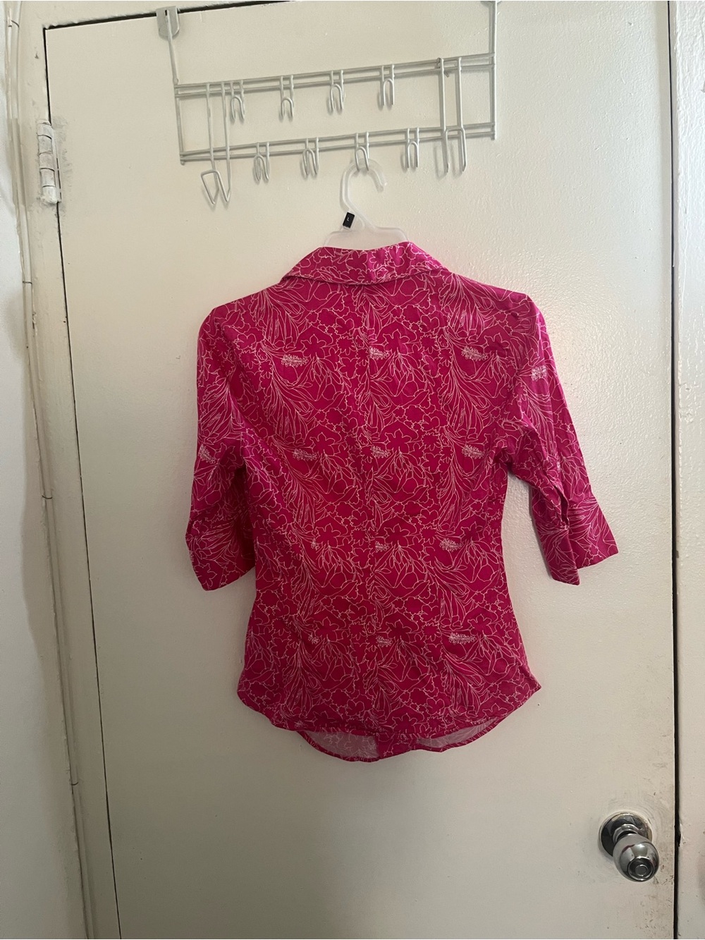 New York & Company Pink Floral Button-Down Shirt - Picture 2 of 5